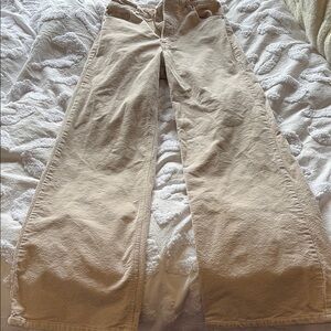 Wide-Leg Tan Corduroy Pants
